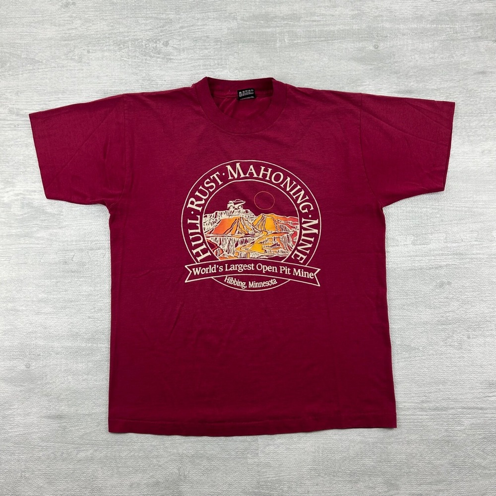 Vintage 90s Hull Rust MaHoning Mine Shirt Size Large Red Hibbing Minnesota